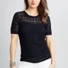 Elie Tahari Crochet Short Sleeve Sweater
