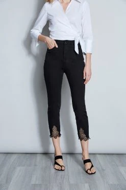 Elie Tahari Embroidered Hem Pant