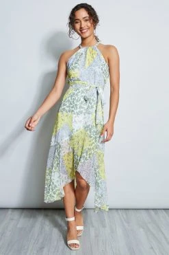 Elie Tahari Dress Musings Silk Patchwork Halter Dress