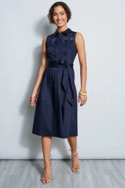 Elie Tahari Embroidered Tie Dress