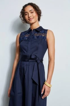 Elie Tahari Embroidered Tie Dress