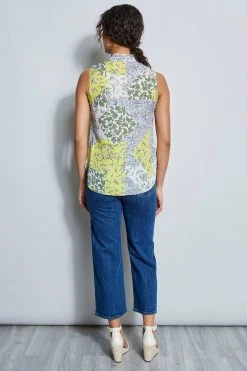 Elie Tahari Summer Delicious Pastels Silk Sleeveless Patchwork Shirt 9 Elie Tahari Summer Delicious Pastels Silk Sleeveless Patchwork Shirt