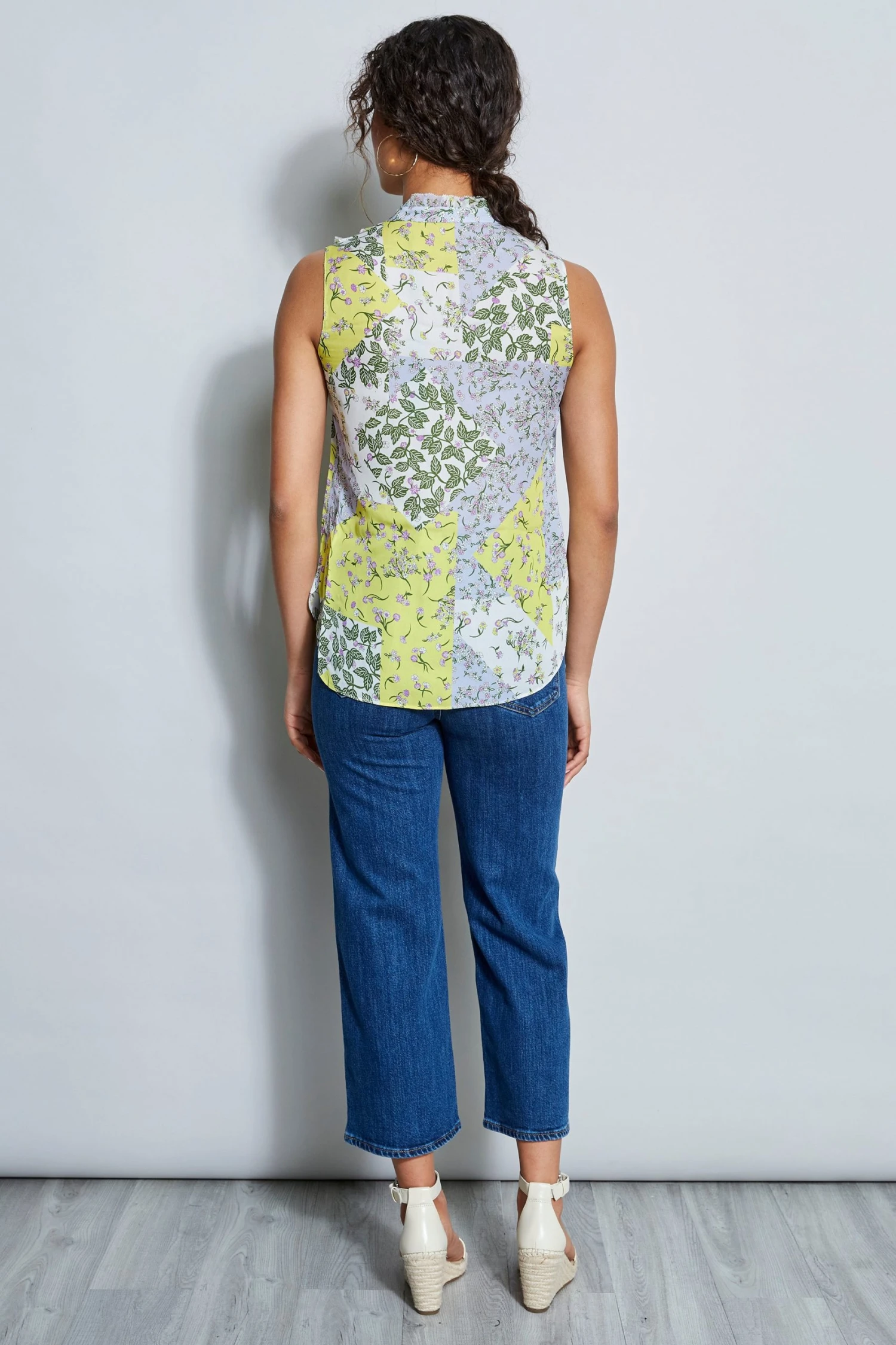 Elie Tahari Summer Delicious Pastels Silk Sleeveless Patchwork Shirt 6 Elie Tahari Summer Delicious Pastels Silk Sleeveless Patchwork Shirt