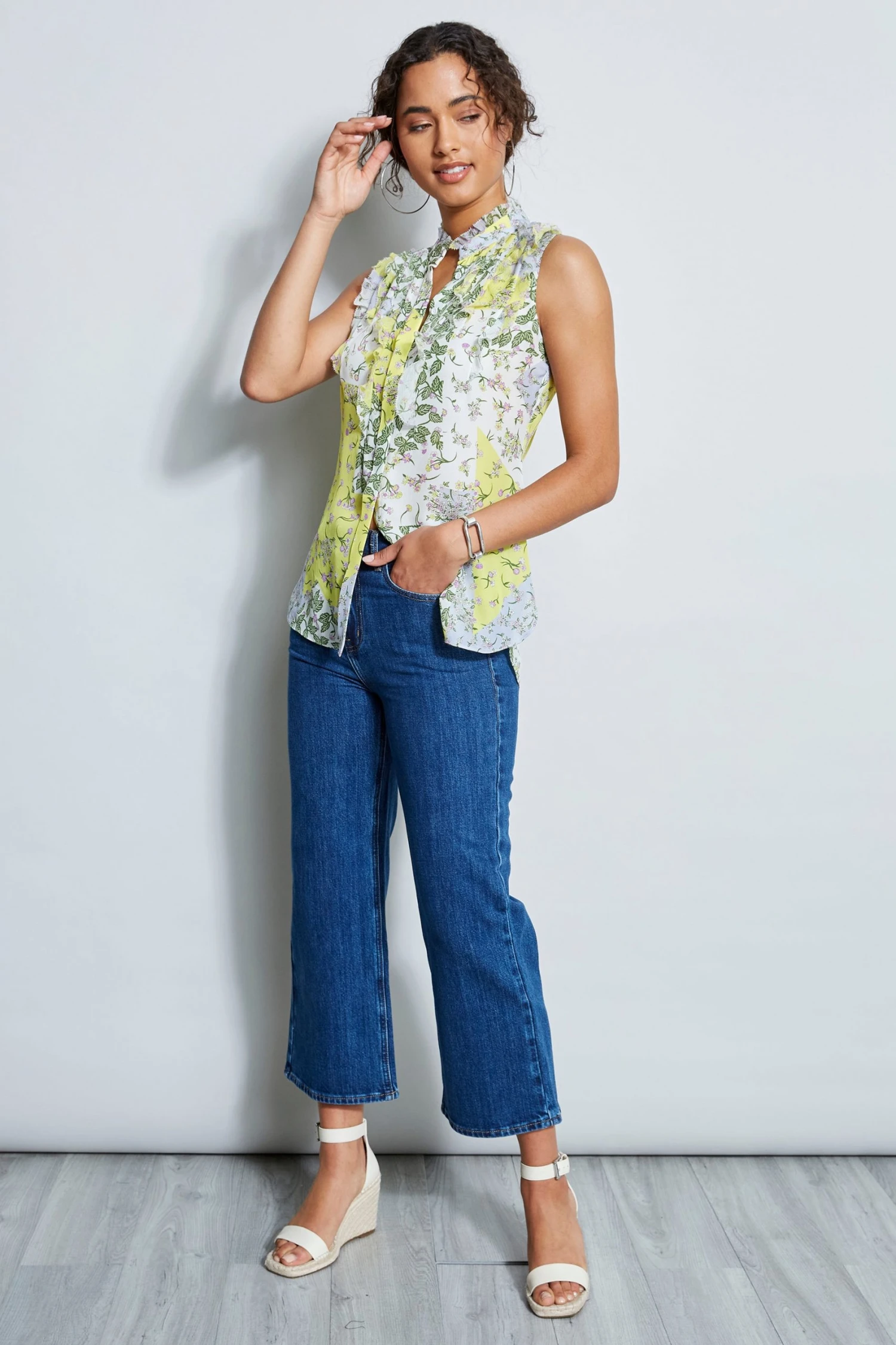 Elie Tahari Summer Delicious Pastels Silk Sleeveless Patchwork Shirt 5 Elie Tahari Summer Delicious Pastels Silk Sleeveless Patchwork Shirt