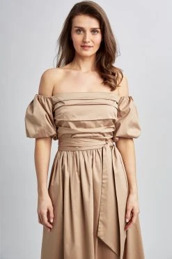 Elie Tahari Topaz Off Shoulder Midi Dress