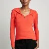 Elie Tahari Knits Half Zip Long Sleeve Hoodie