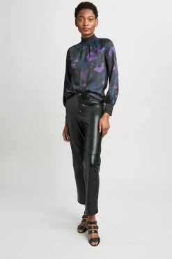 Elie Tahari Smocked Print Shirt Tops