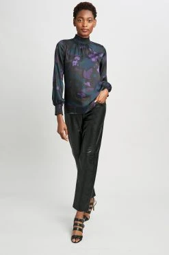 Elie Tahari Smocked Print Shirt Tops