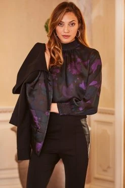 Elie Tahari Smocked Print Shirt Tops