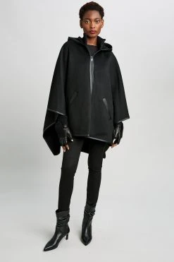 Elie Tahari Hooded Wool Cape