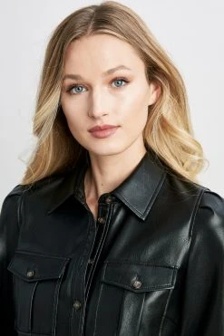 Elie Tahari Vegan Leather Shacket Tops