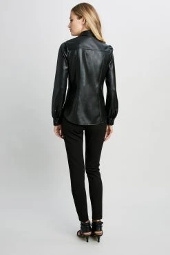 Elie Tahari Vegan Leather Shacket Tops