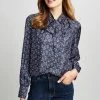 Elie Tahari Tops Tie Neck Print Shirt