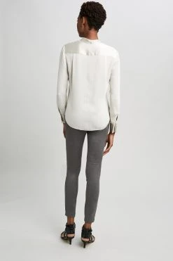 Elie Tahari Satin Combo Shirt Tops