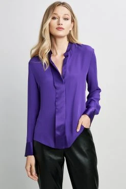 Elie Tahari Satin Combo Shirt