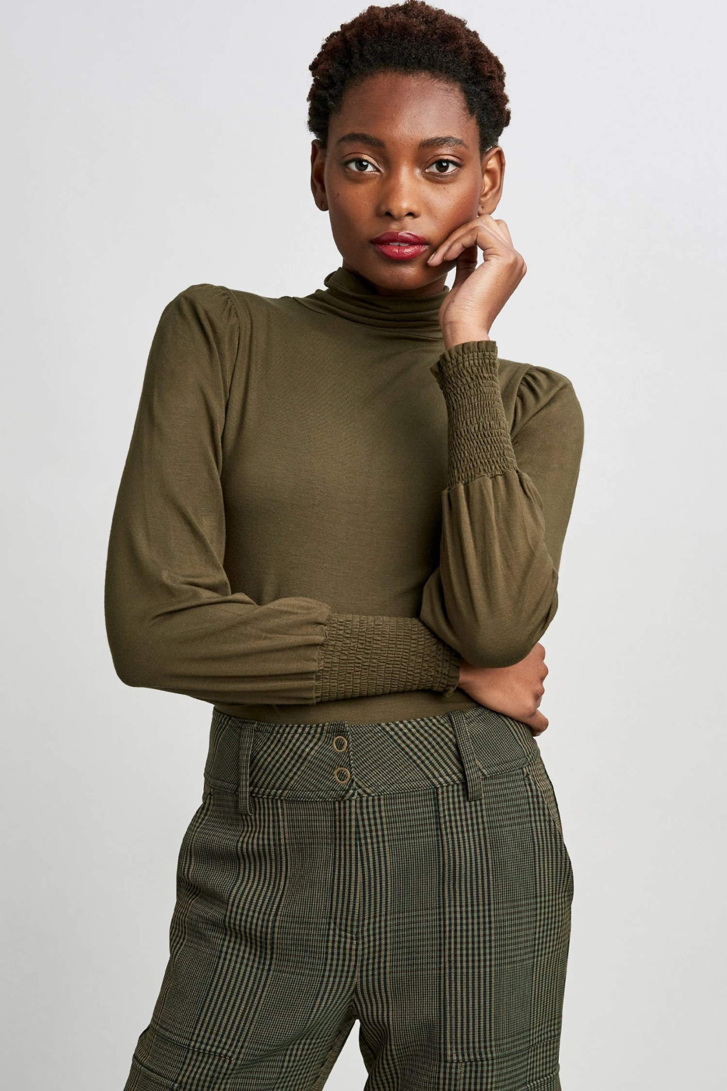 Elie Tahari Knits Smocked Turtleneck Knit 3 Elie Tahari Knits Smocked Turtleneck Knit