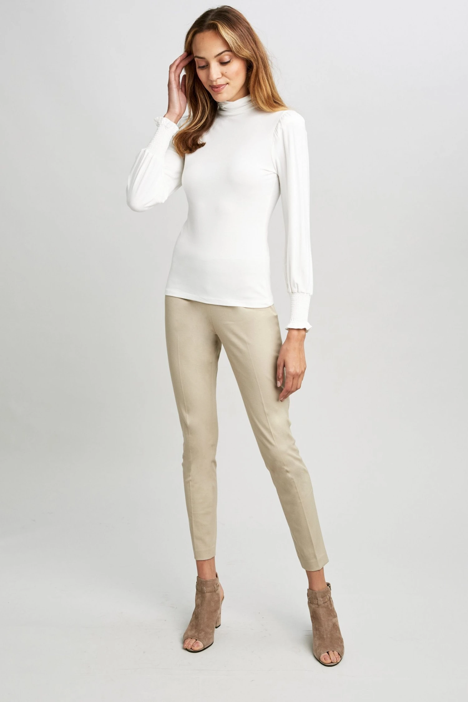 Elie Tahari Smocked Turtleneck Knit 6 Elie Tahari Smocked Turtleneck Knit