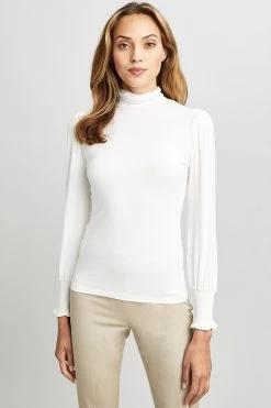 Elie Tahari Smocked Turtleneck Knit 9 Elie Tahari Smocked Turtleneck Knit