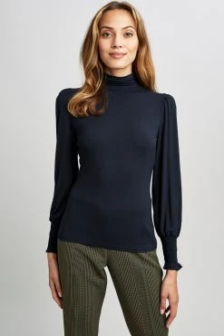 Elie Tahari Smocked Turtleneck Knit 10 Elie Tahari Smocked Turtleneck Knit