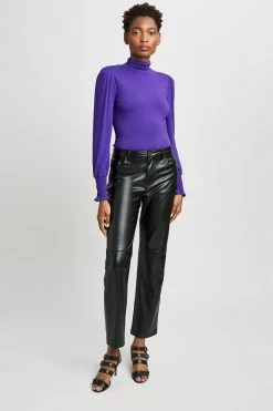 Elie Tahari Smocked Turtleneck Knit