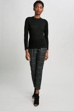 Elie Tahari Scallop Long Sleeve Sweater Sweaters