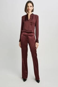 Elie Tahari Satin Combo Shirt Tops