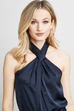 Elie Tahari Twist Halter Shirt Tops