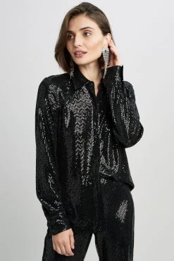 Elie Tahari Sequin Button Down Tops 9 Elie Tahari Sequin Button Down Tops