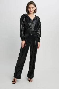 Elie Tahari Sequin Zip Hoodie Knits