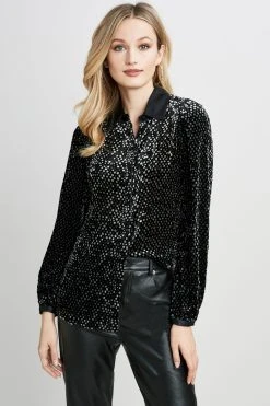 Elie Tahari Tops Deco Dot Shirt
