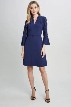 Elie Tahari Embroidered Sleeve Dress