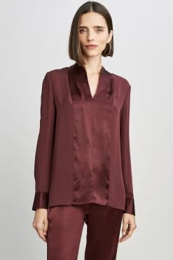 Elie Tahari Satin Combo Shirt Tops