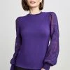 Elie Tahari Embroidered Sleeve Knit