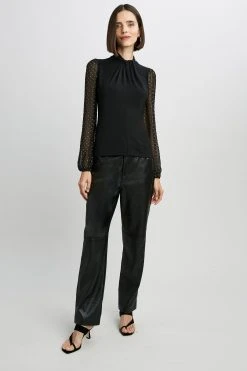 Elie Tahari Knits Twist Combo Long Sleeve Knit