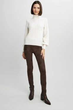 Republic Cashmere Cable Turtle Neck Long Blouson Sleeve Sweater