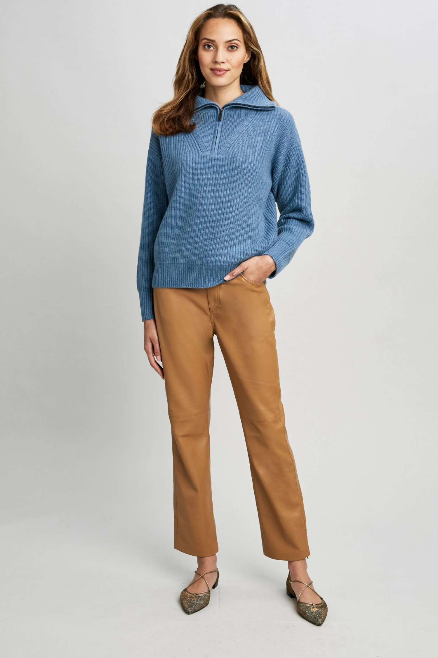 Republic Cashmere Half Zip Long Sleeve Oversized Collar Sweater Sweaters 4 Republic Cashmere Half Zip Long Sleeve Oversized Collar Sweater Sweaters