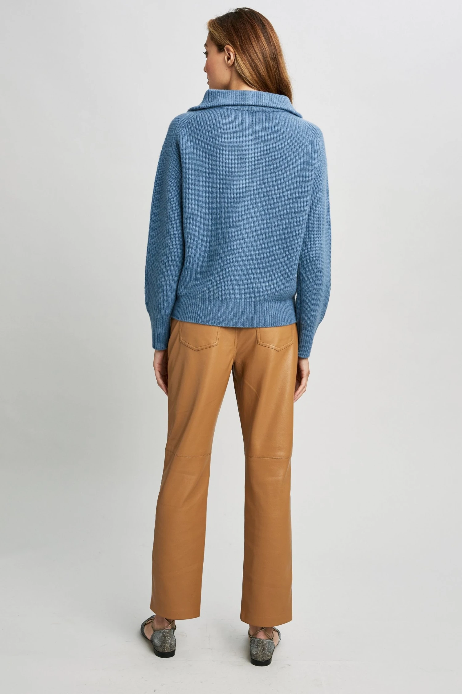 Republic Cashmere Half Zip Long Sleeve Oversized Collar Sweater Sweaters 6 Republic Cashmere Half Zip Long Sleeve Oversized Collar Sweater Sweaters