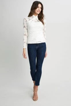 Republic Lace Twist Neck Knit Tops