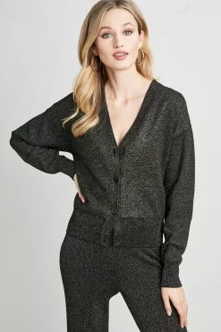 Republic Sweaters Metallic Dropped Shoulder Cardigan