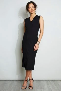 Republic Little Black Dress Wrap Knit Midi Dress