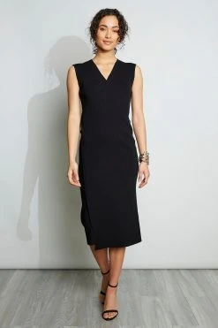 Republic Little Black Dress Wrap Knit Midi Dress