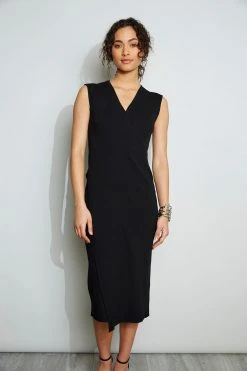 Republic Little Black Dress Wrap Knit Midi Dress