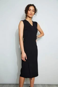 Republic Little Black Dress Wrap Knit Midi Dress