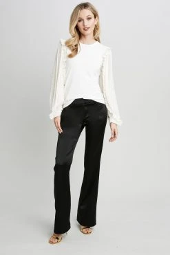 Republic Pleated Ruffle Sleeve Crewneck Knit