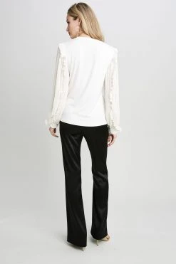 Republic Pleated Ruffle Sleeve Crewneck Knit