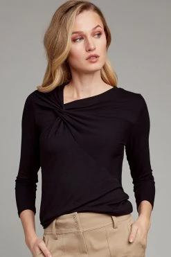 Elie Tahari Asymmetrical 3/4 Twist Knit Knits