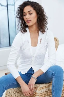 Elie Tahari Sweaters Lace Insert Cardigan