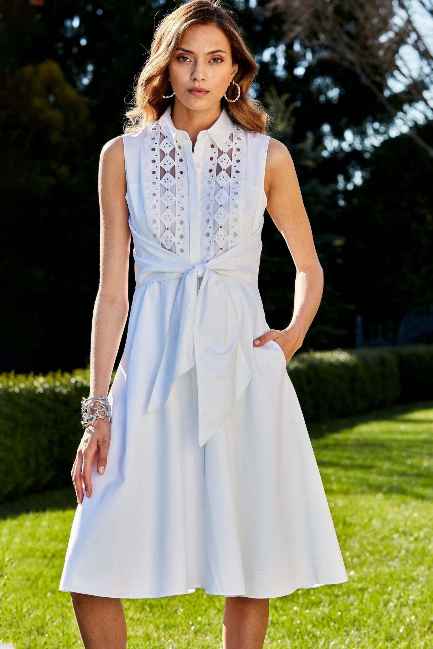 Elie Tahari Poplin Sleeveless Tie Dress Dresses & Jumpsuits 4 Elie Tahari Poplin Sleeveless Tie Dress Dresses & Jumpsuits