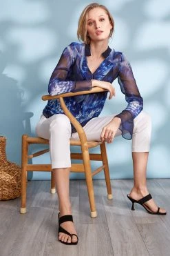 Elie Tahari Tops Shibori Silk Crinkle Shirt